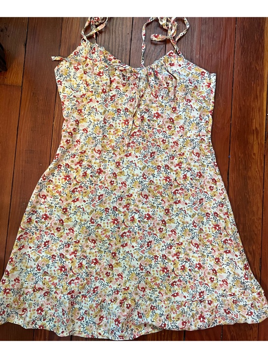 Cider Dresses & Skirts - Cider Cream Mini Dress with Red & Yellow Floral Print